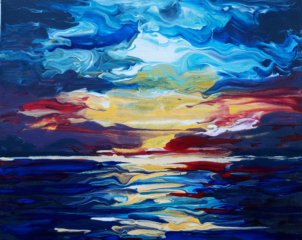 Acrílico Con Paisaje Marino Original